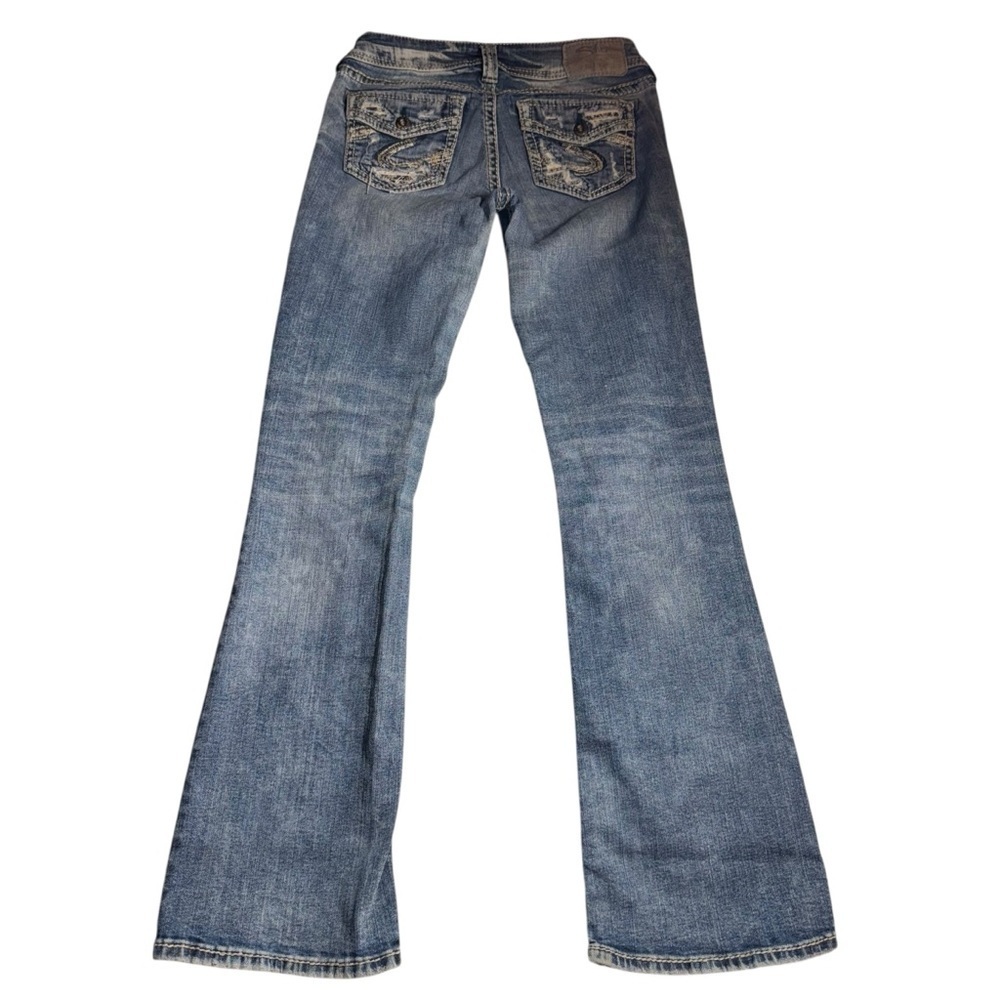 Silver Suki Mid Boot Denim Jeans Women’s 27x33 Blue Destroyed Faded Holes